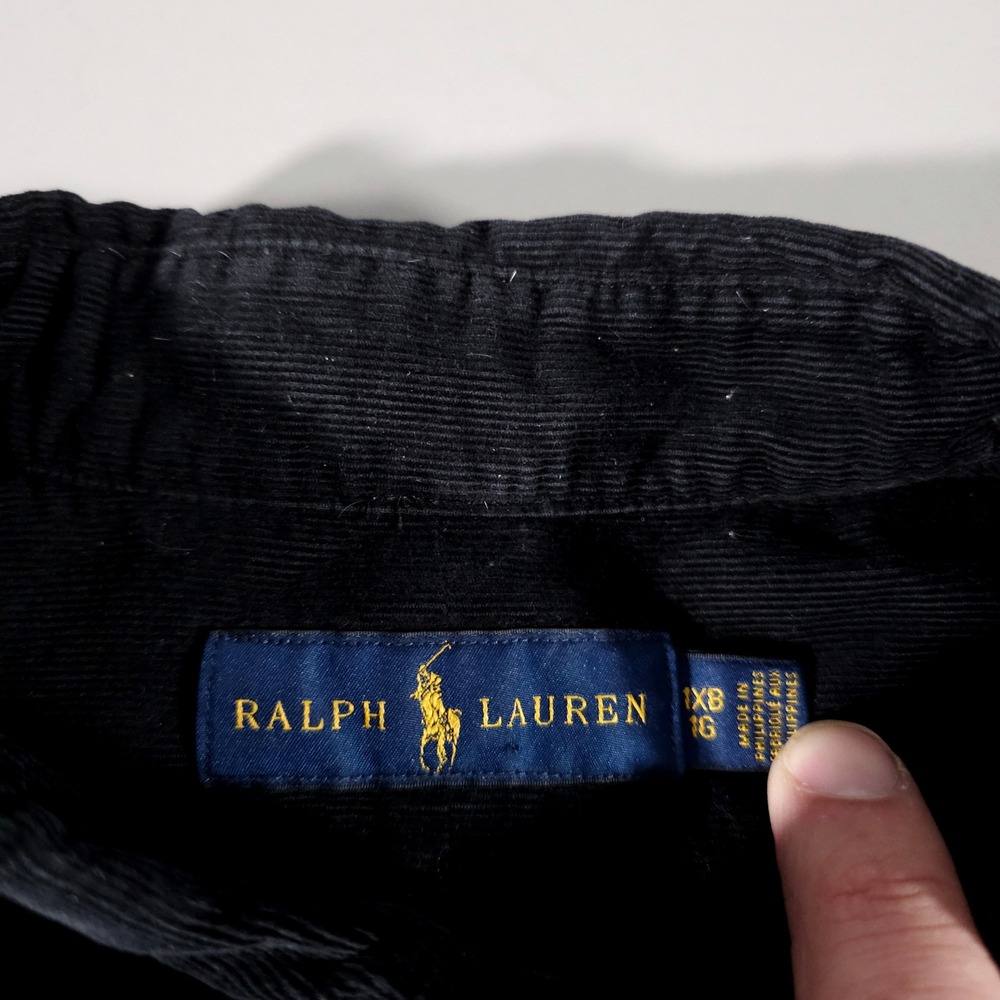 Ralph Lauren Corduroy Shirt Mens 1XB Black Red Pony Button Down Long Sleeve - Picture 3 of 7